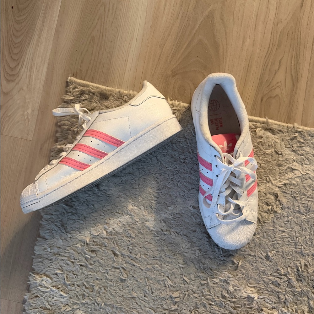 adidas White Sneakers with Pink Accents